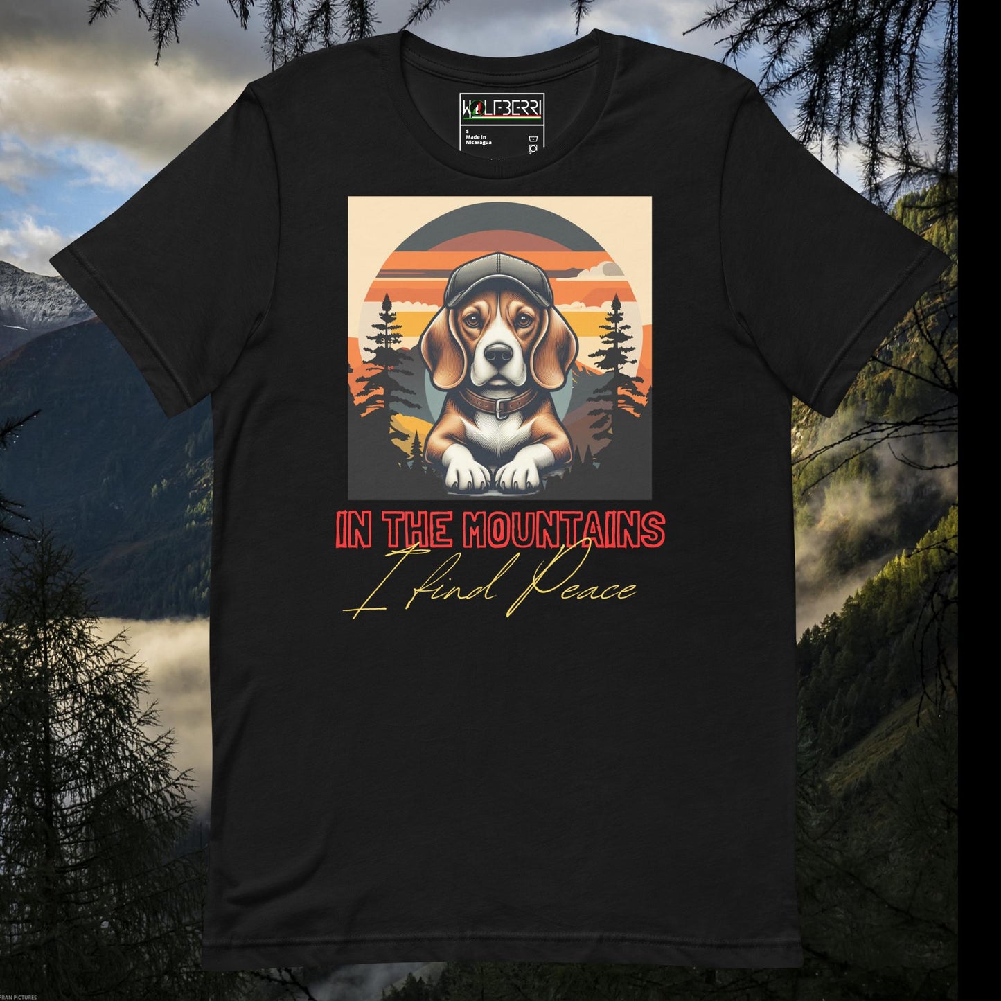 IN THE MOUNTAINS I FIND PEACE 100% COTTON BEAGLE T-SHIRT