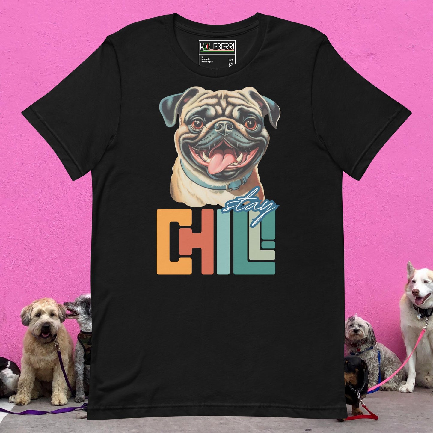 STAY CHILL PUG 100% COTTON T-SHIRT