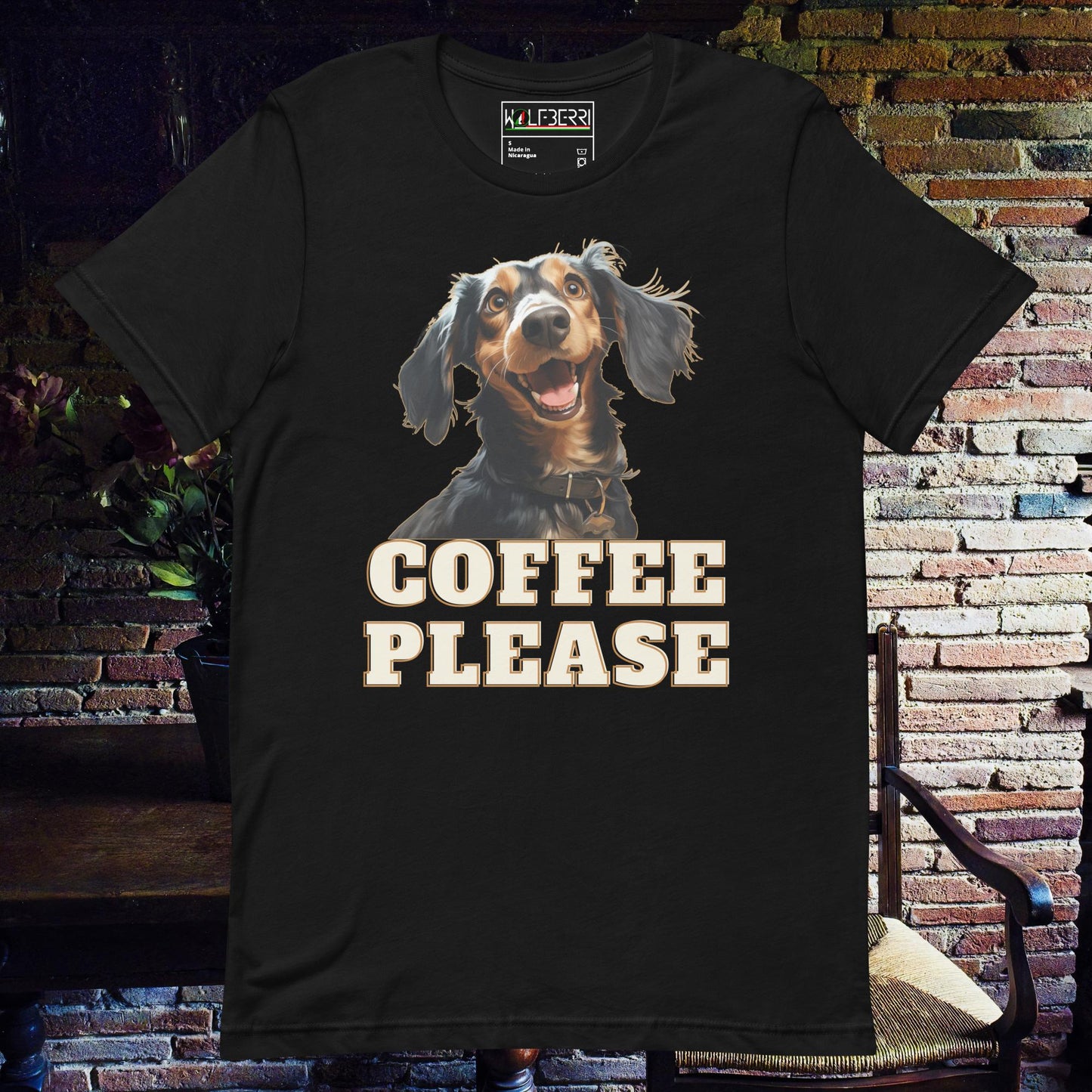 COFFEE PLEASE DACHSHOUND 100% COTTON T-SHIRT