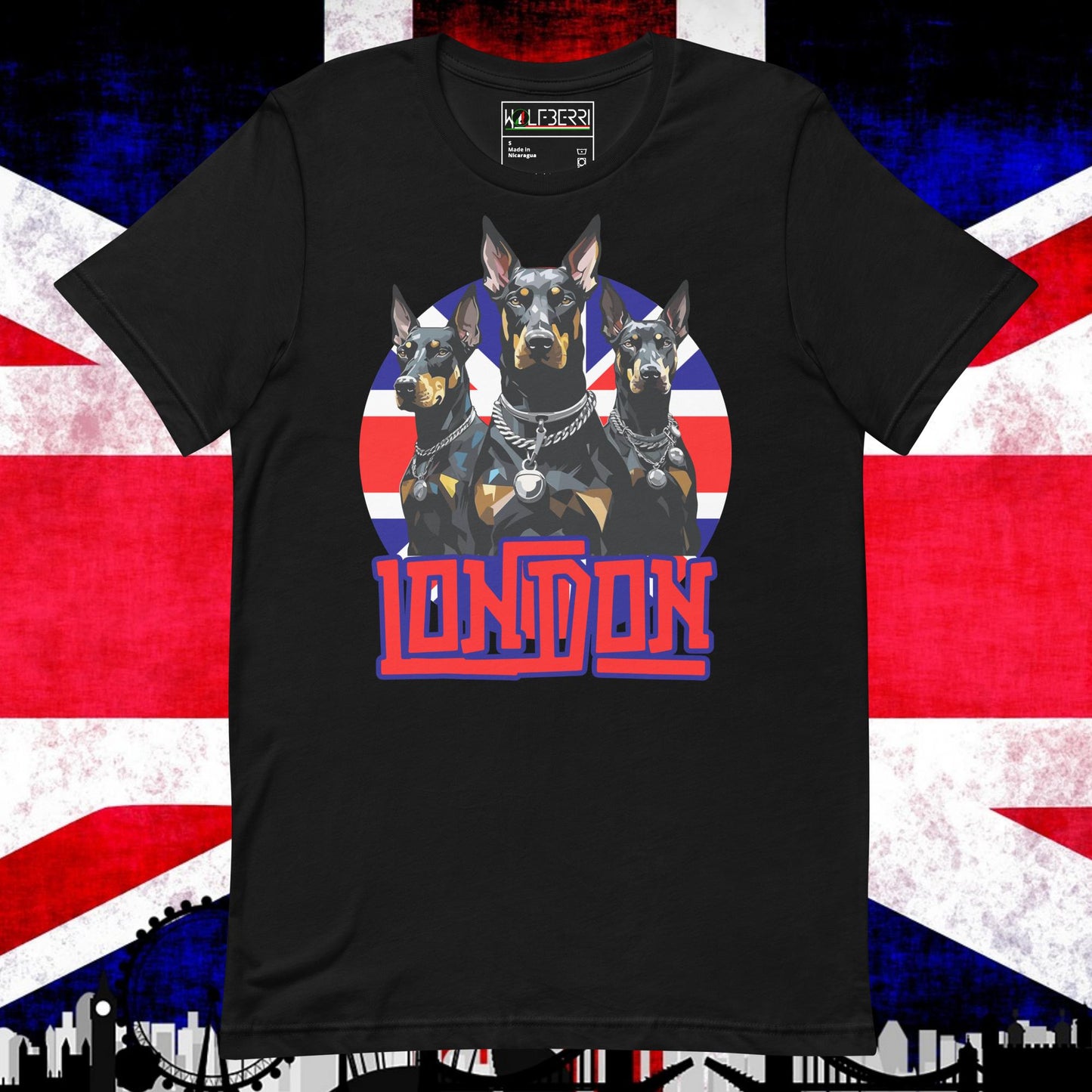 LONDON DOBERMAN TRIO 100% T-SHIRT