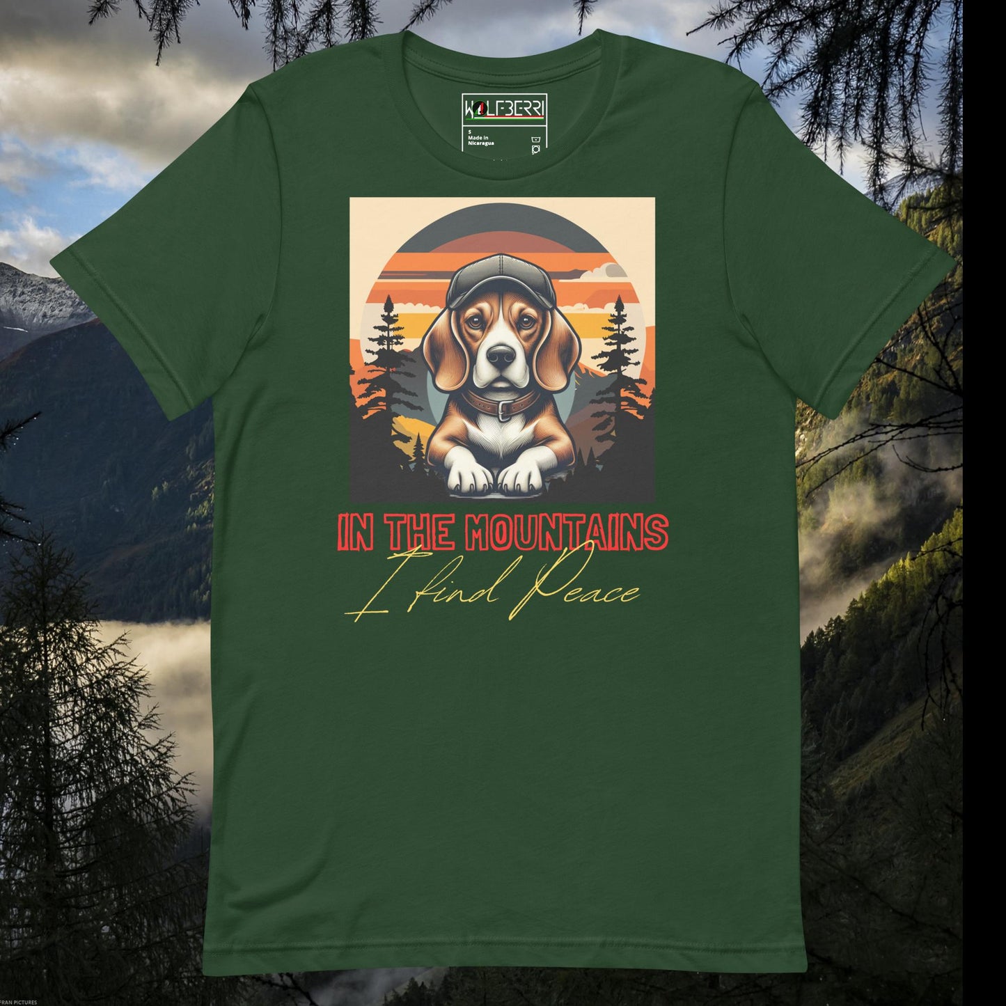 IN THE MOUNTAINS I FIND PEACE 100% COTTON BEAGLE T-SHIRT