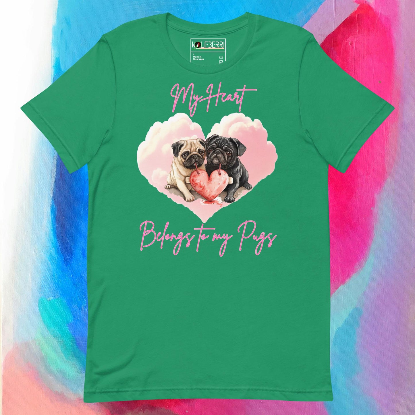 MY HEART BELONGS TO PUGS 100% COTTON T-SHIRT