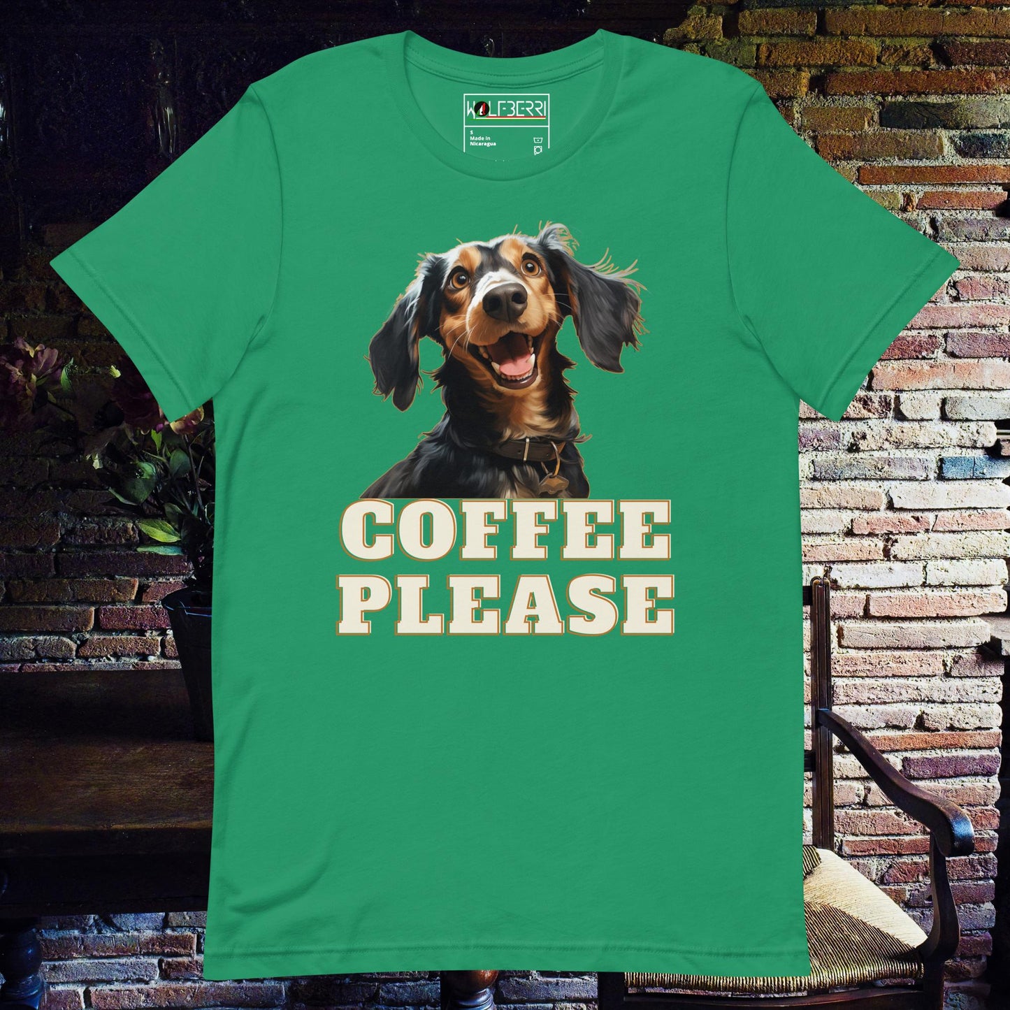 COFFEE PLEASE DACHSHOUND 100% COTTON T-SHIRT