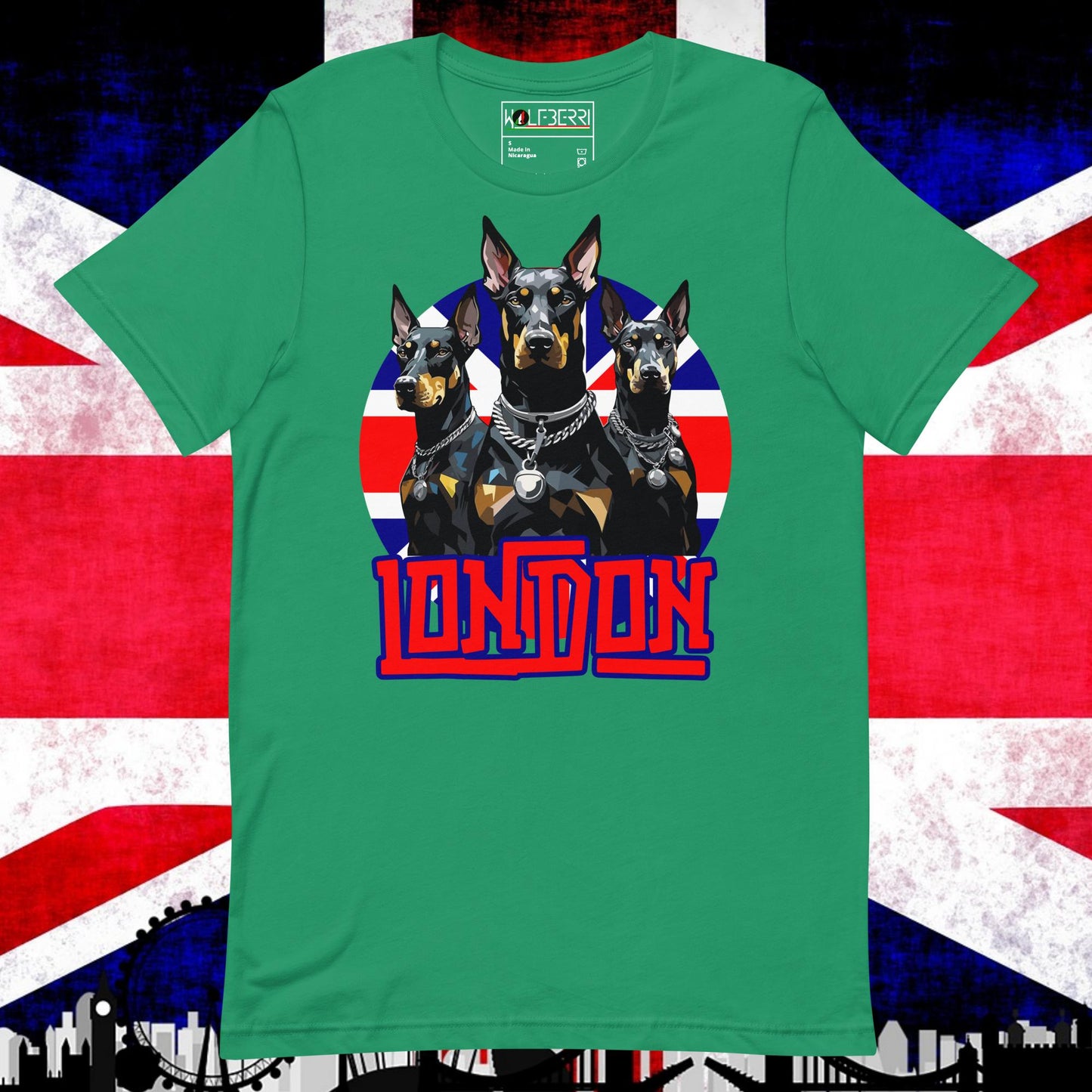 LONDON DOBERMAN TRIO 100% T-SHIRT