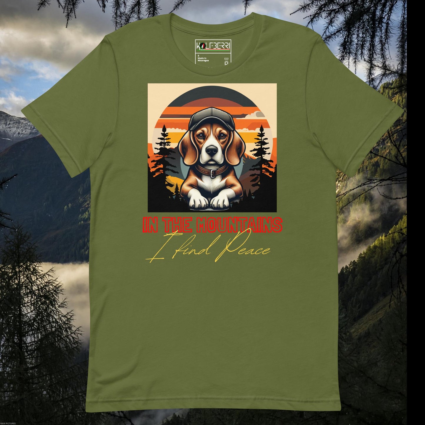 IN THE MOUNTAINS I FIND PEACE 100% COTTON BEAGLE T-SHIRT