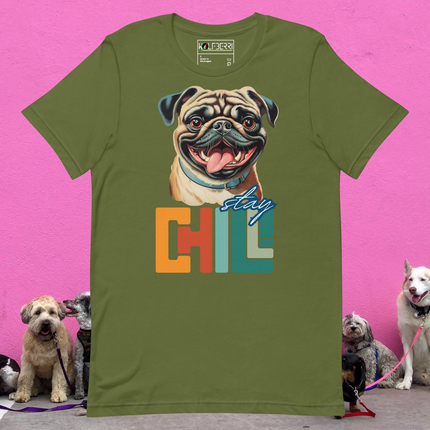 STAY CHILL PUG 100% COTTON T-SHIRT