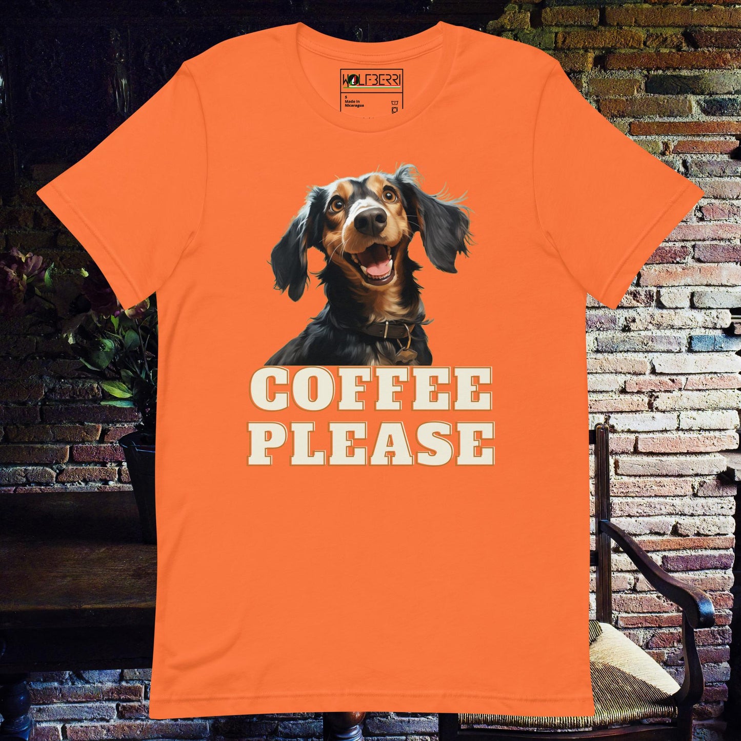 COFFEE PLEASE DACHSHOUND 100% COTTON T-SHIRT