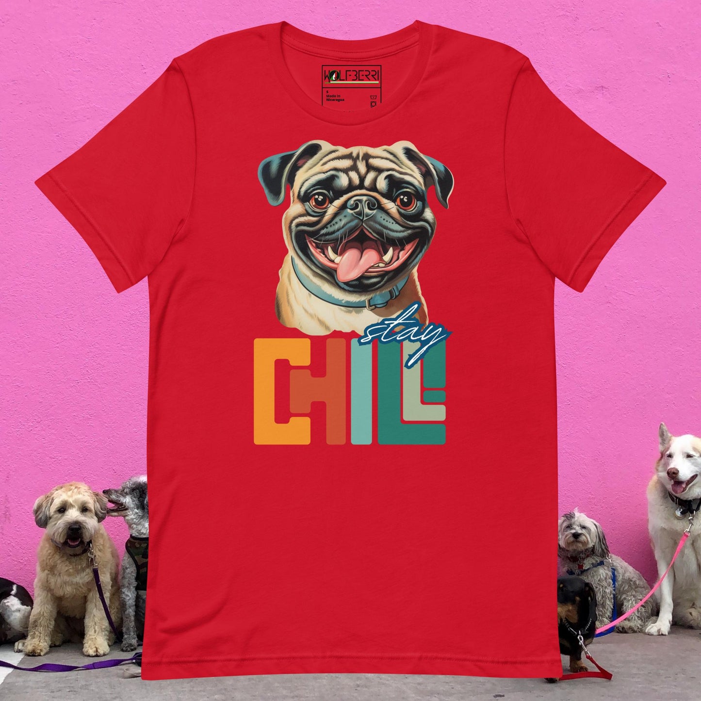 STAY CHILL PUG 100% COTTON T-SHIRT