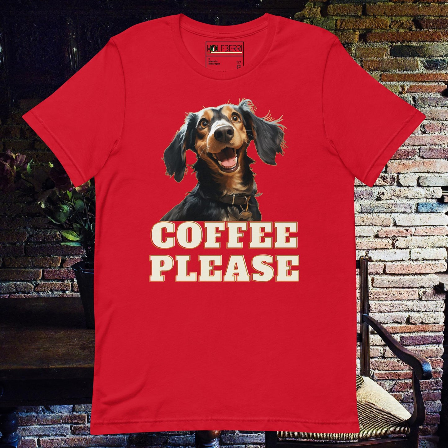 COFFEE PLEASE DACHSHOUND 100% COTTON T-SHIRT