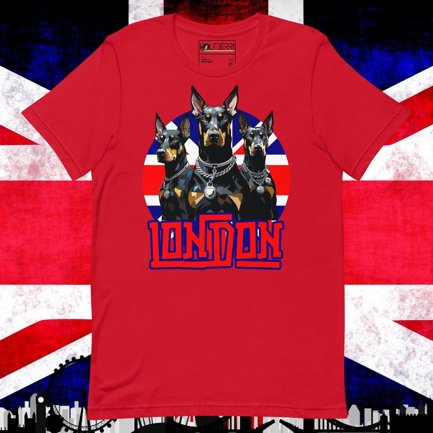 LONDON DOBERMAN TRIO 100% T-SHIRT