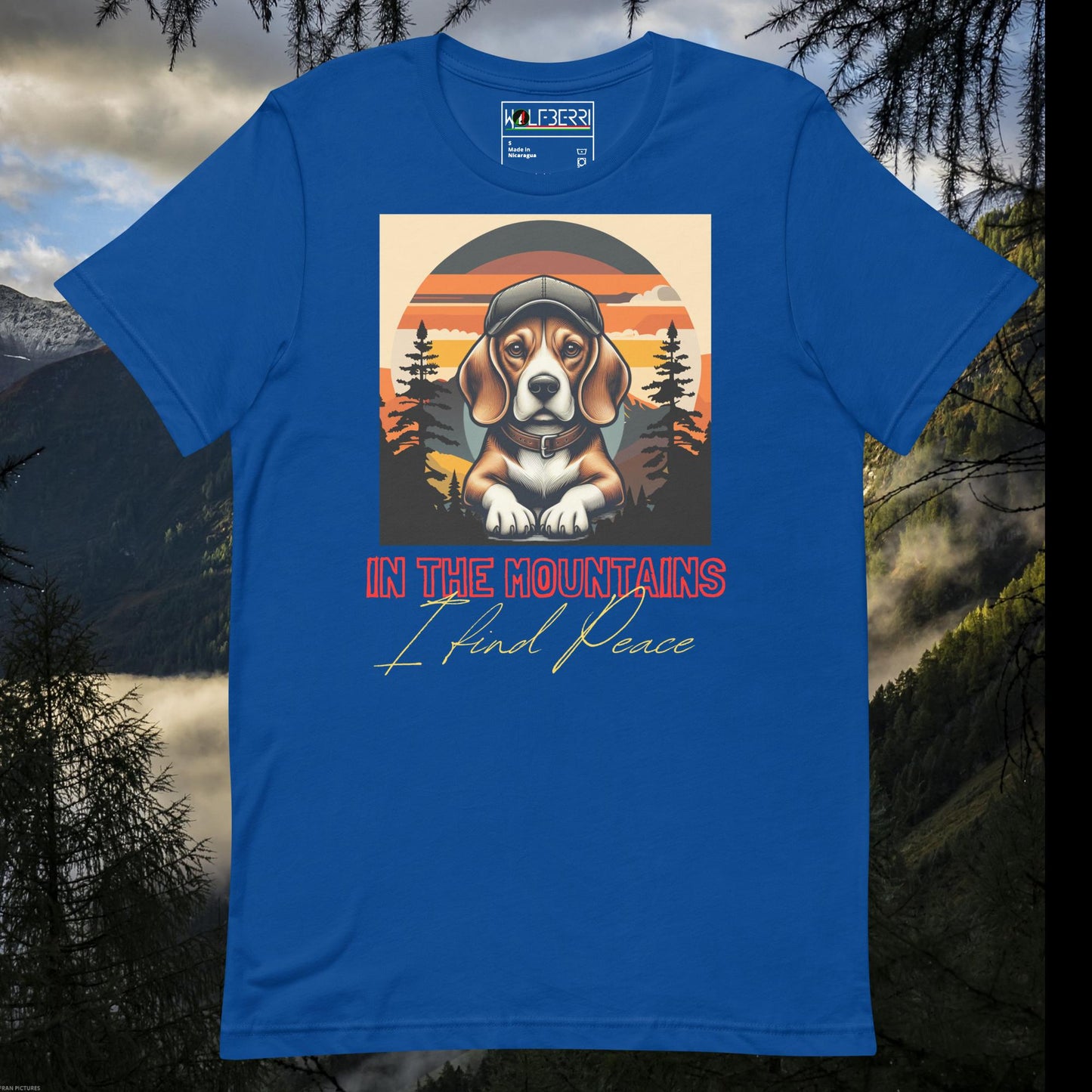 IN THE MOUNTAINS I FIND PEACE 100% COTTON BEAGLE T-SHIRT