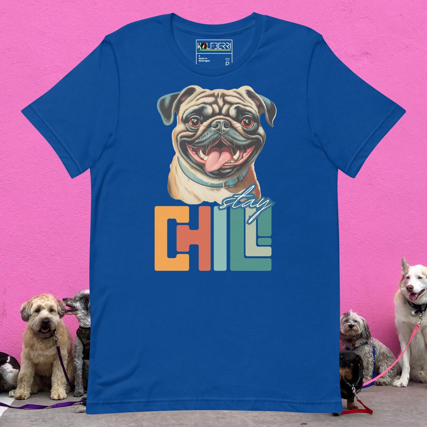 STAY CHILL PUG 100% COTTON T-SHIRT