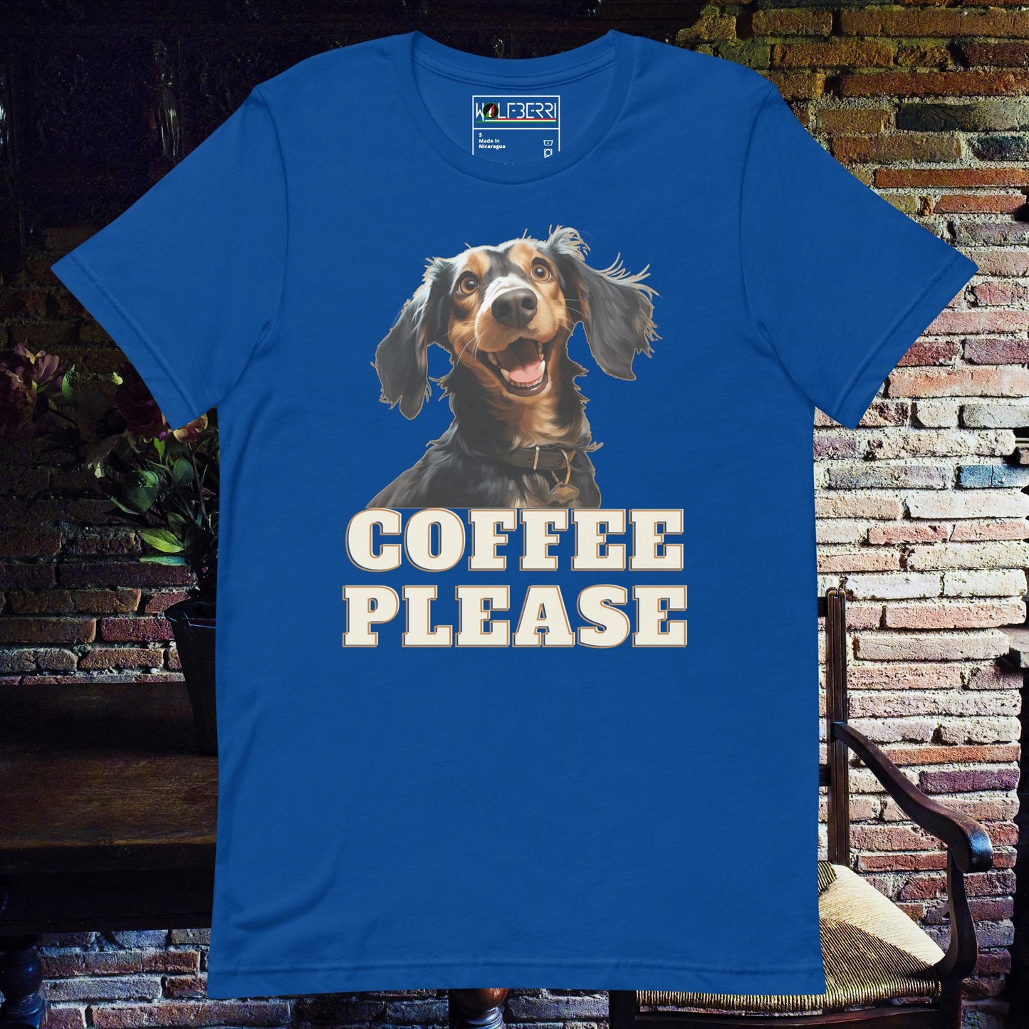 COFFEE PLEASE DACHSHOUND 100% COTTON T-SHIRT