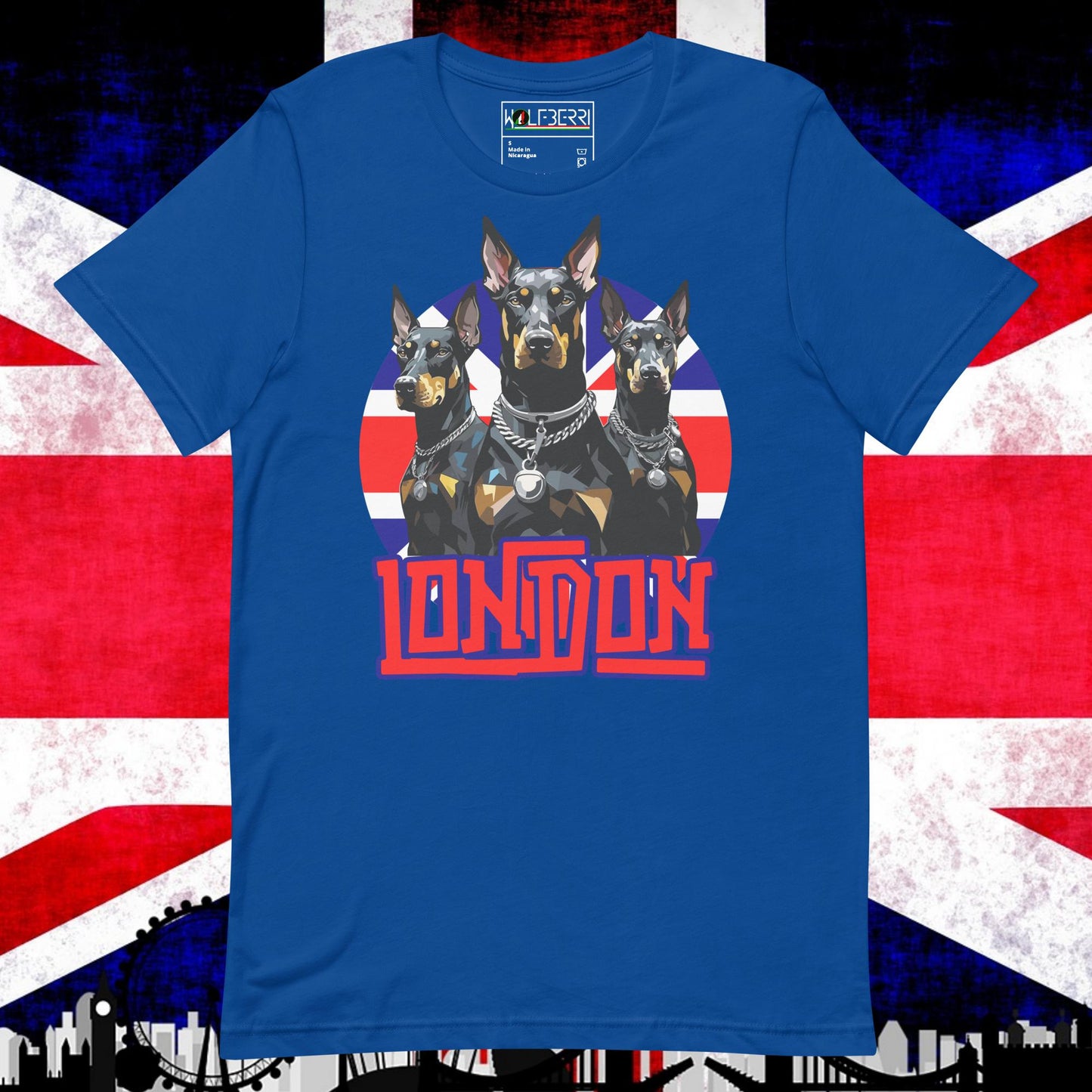 LONDON DOBERMAN TRIO 100% T-SHIRT