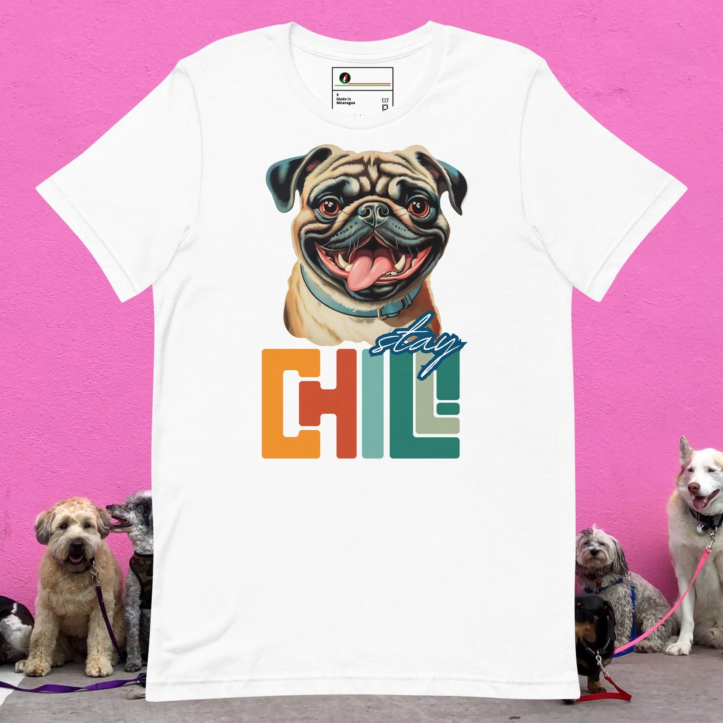 STAY CHILL PUG 100% COTTON T-SHIRT