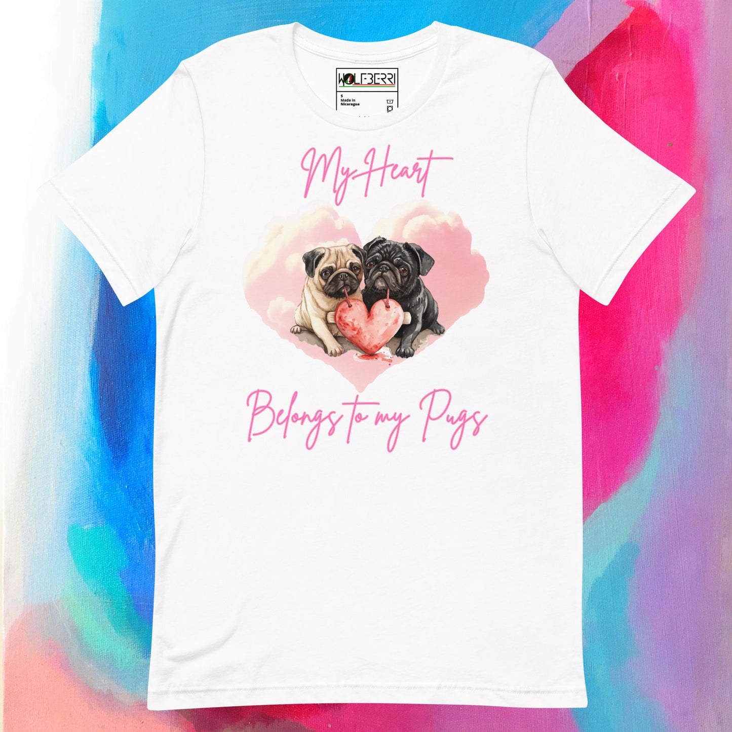 MY HEART BELONGS TO PUGS 100% COTTON T-SHIRT