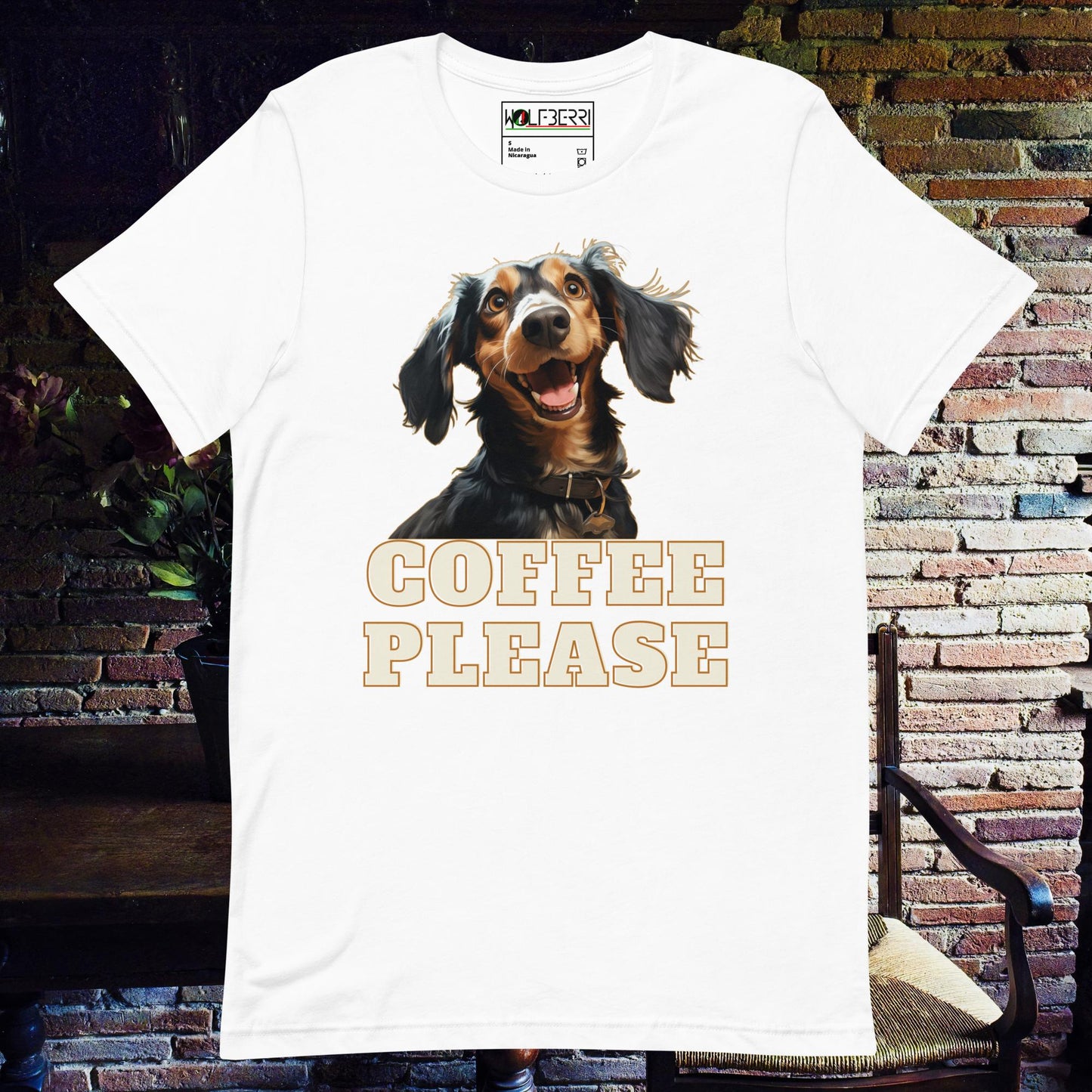 COFFEE PLEASE DACHSHOUND 100% COTTON T-SHIRT