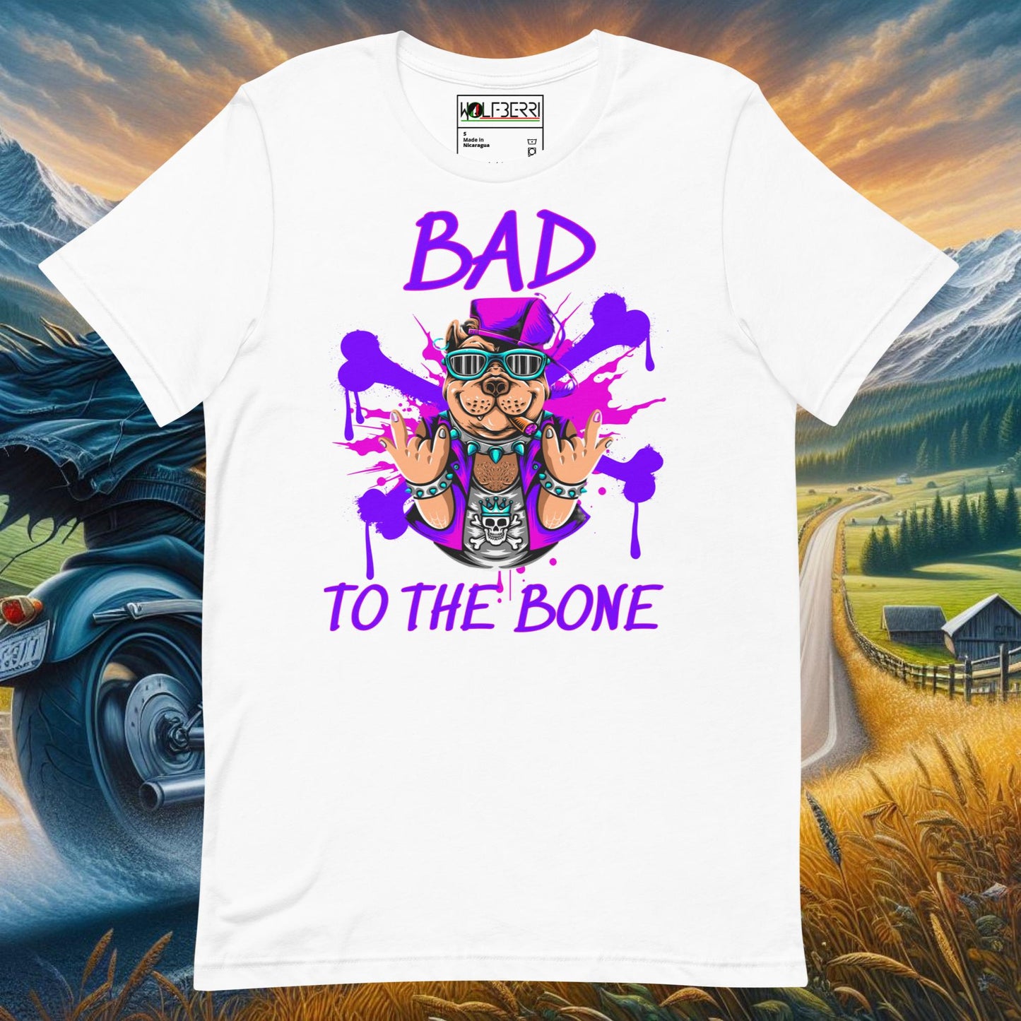 BAD TO THE BONE BULLDOG 100% COTTON T-SHIRT